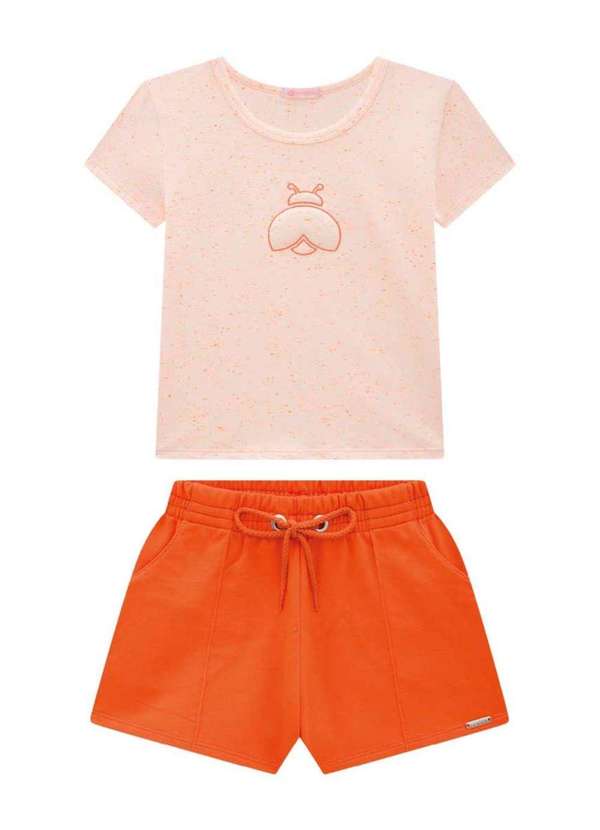 Somni - Conjunto Shorts Menina Estampado Laranja Nanai Laranja