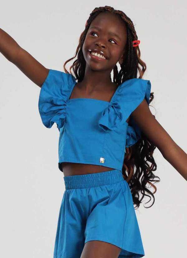 Mylu - Conjunto Shorts Menina Mylu Azul