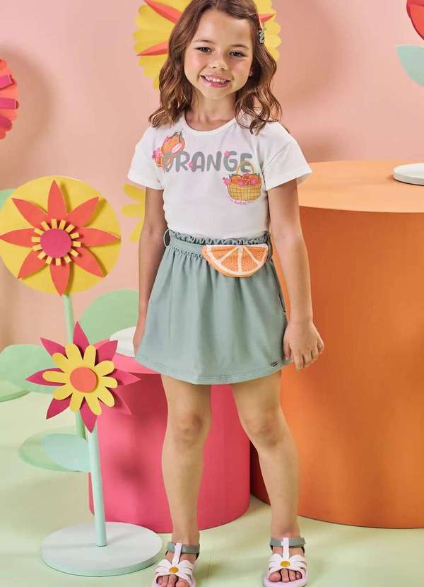 Kukiê - Conjunto Shorts Sai Menina Kukiê Estampado