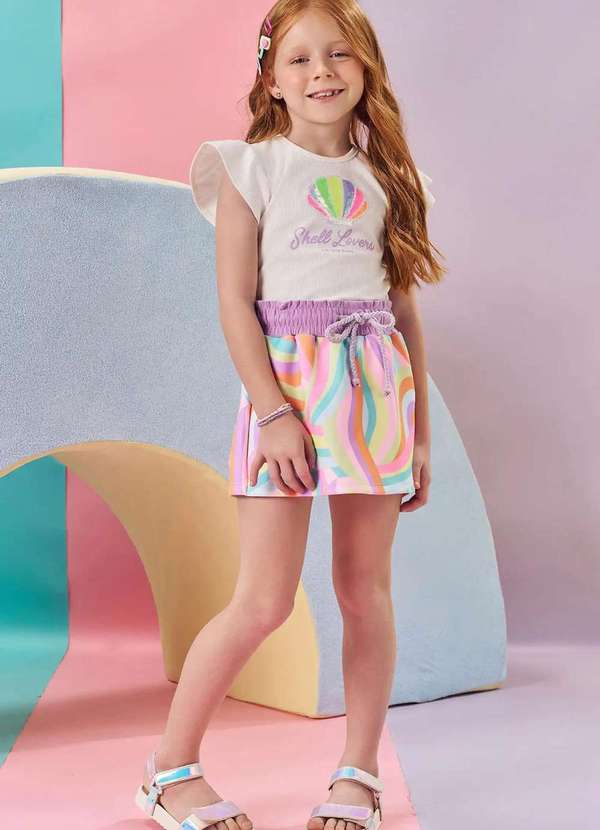 Kukiê - Conjunto Shorts Saia Estampado Kukiê Estampado