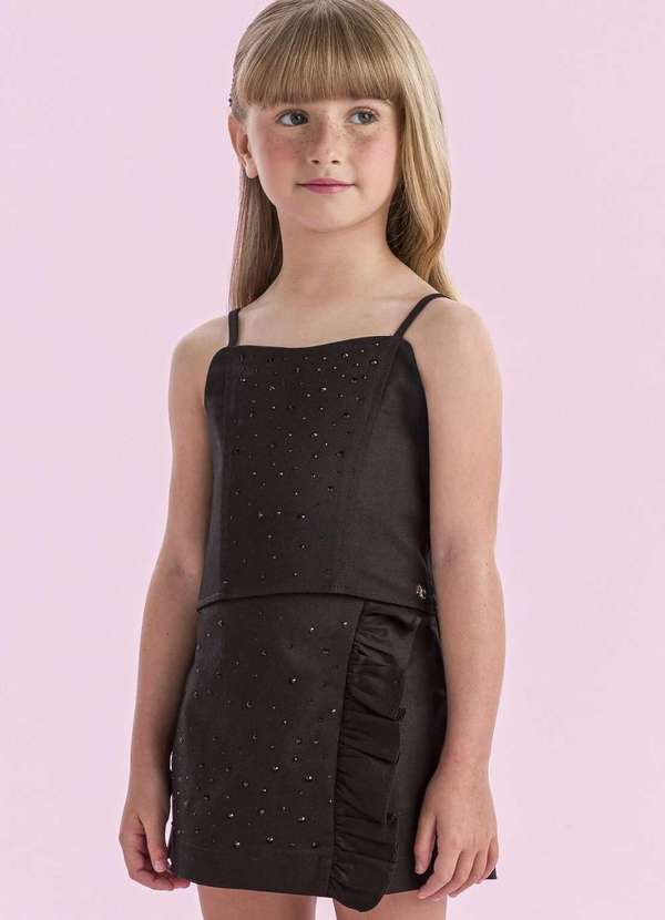 Petit Cherie - Conjunto Shorts Saia Festa Infantil Preto Petit Cherie Preto