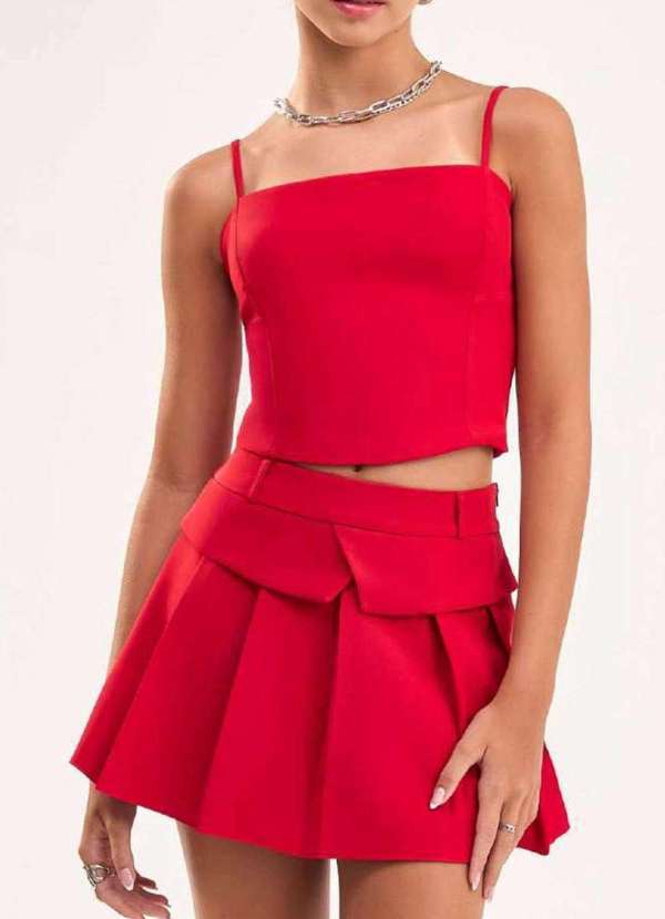 Bobbylulu - Conjunto Shorts Saia Infantil Bobbylulu Vermelho