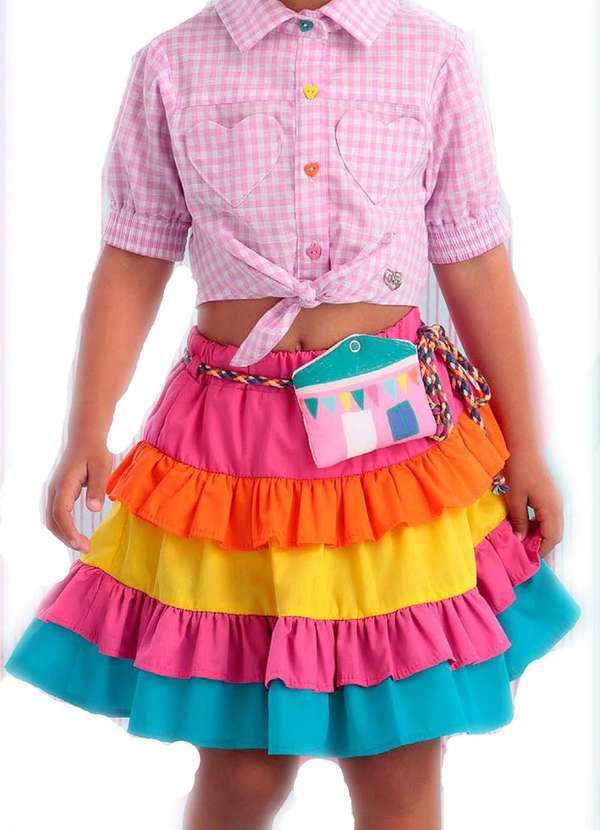 Mon Sucré - Conjunto Shorts Saia Infantil Colors Mon Sucrê Rosa