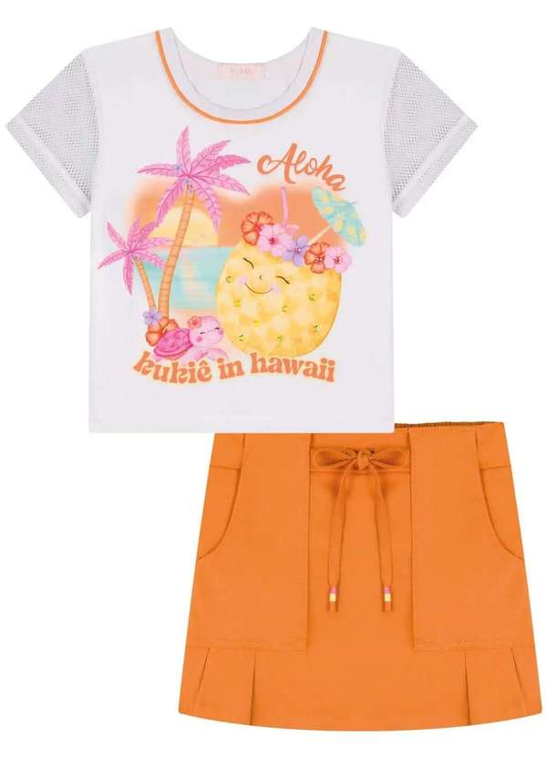 Kukiê - Conjunto Shorts Saia Menina Kukiê Estampado 2
