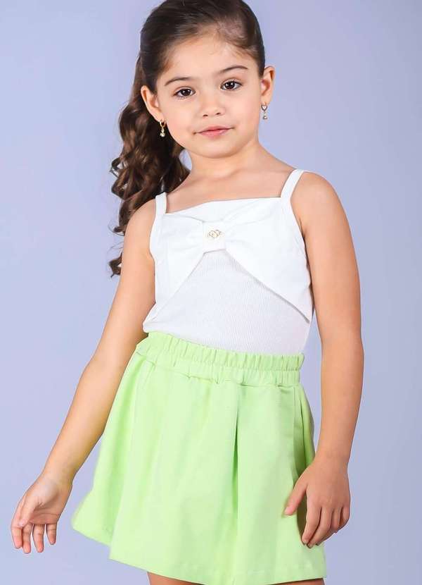 Muvilê - Vestido Menina Shorts Saia Branco Muvilê Branco