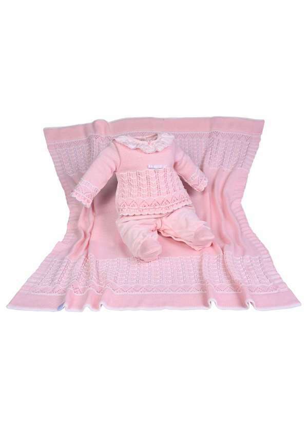 Beth Bebê - Kit Maternidade Menino Rosa Tricot Beth Bebê Rosa