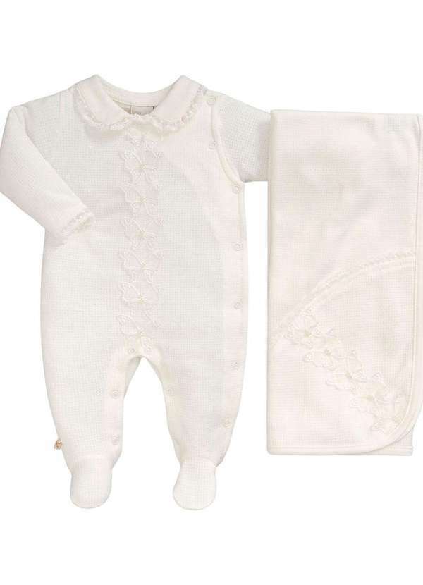 Anjos Baby - Macacão Longo Kit Maternidade Bebê Anjos Baby Off White
