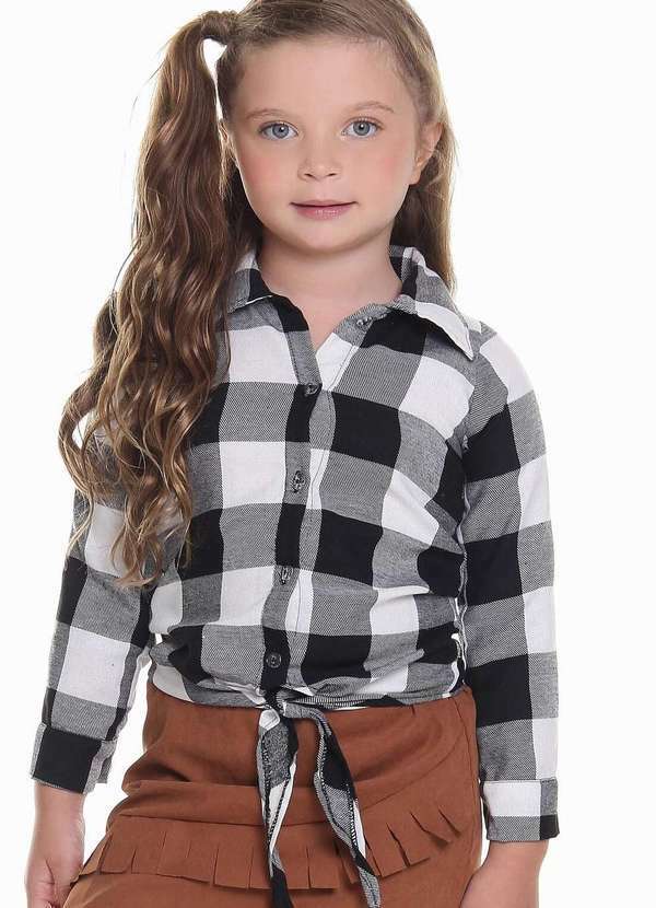 Muvilê - Camisa Junina Feminina de Flanela Preto Muvilê Preto