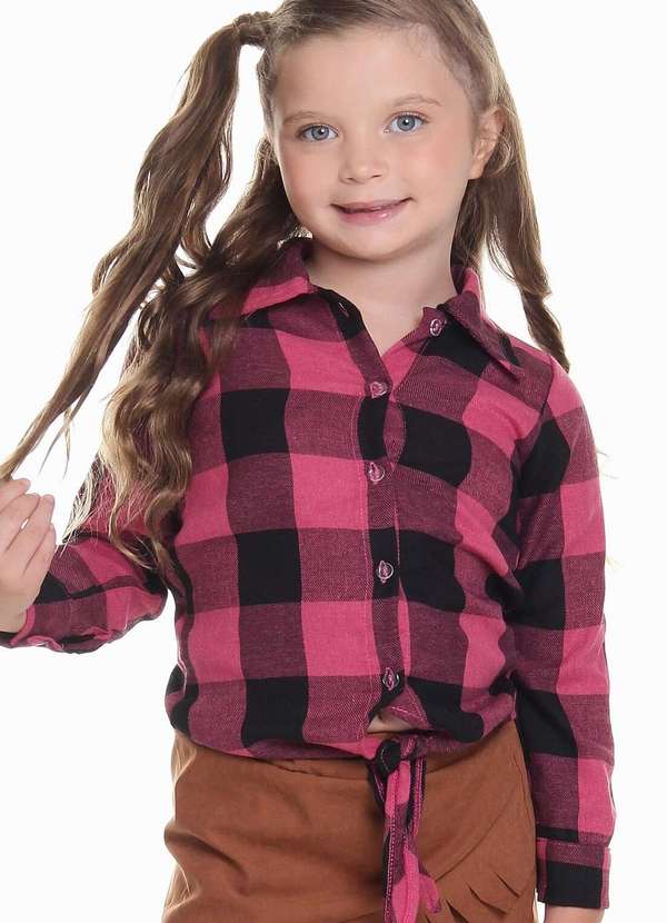 Muvilê - Camisa Junina Feminina de Flanela Rosa Muvilê Rosa