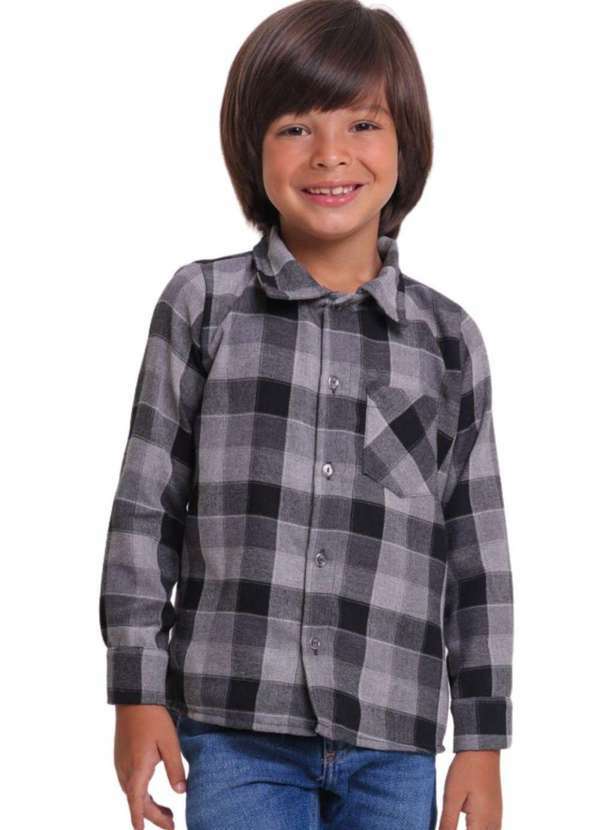 Muvilê - Camisa Xadrez Junina Preto Menino Muvilê 4 Ao 6 Preto