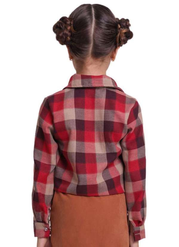 Muvilê - Camisa Xadrez Junina Vermelho Menina Muvilê 4 Ao 6 Vermelho 2