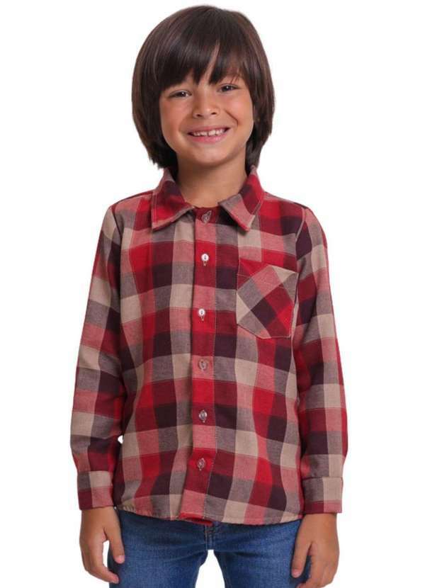 Muvilê - Camisa Xadrez Menino Vermelha Muvilê 14 Ao 16 Vermelho