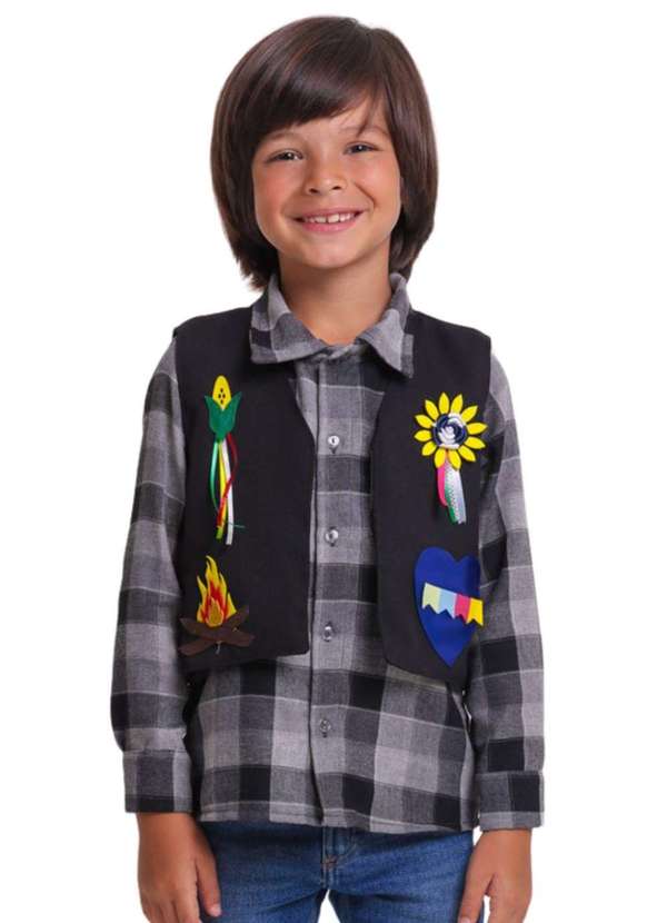 Muvilê - Colete Junino Girassol Preto Menino Muvilê 8 Ao 12 Preto