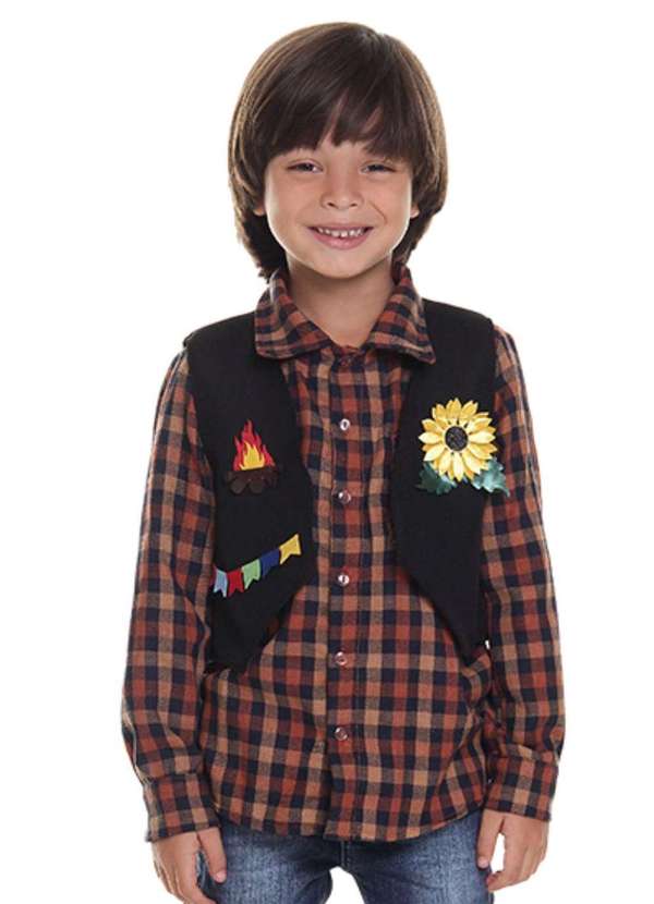 Muvilê - Colete Junino Menino Girassol Preto Muvilê 8 Preto