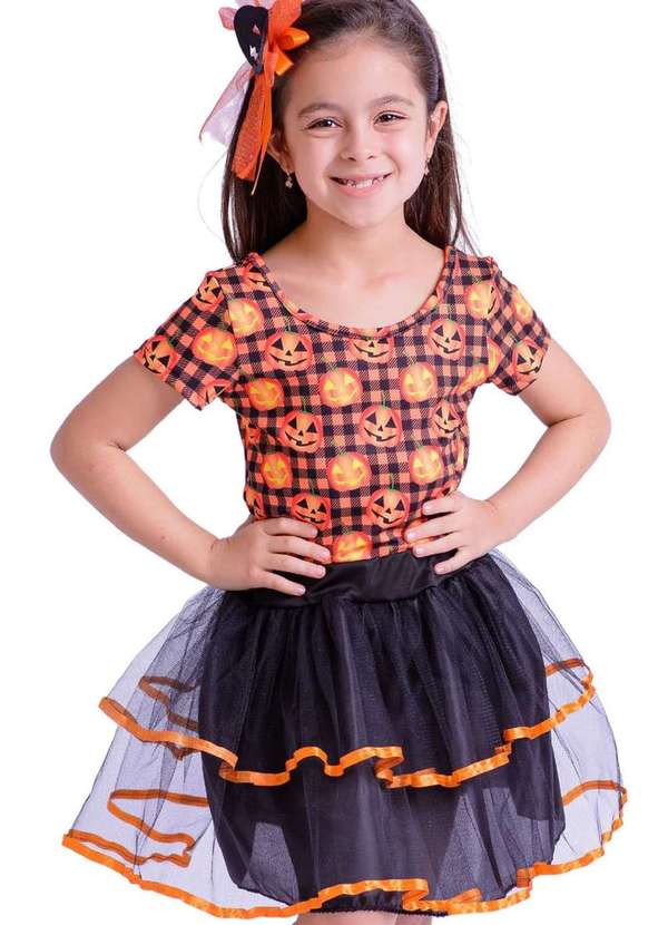 Douvelin - Fantasia Infantil Halloween Preta Douvelin Laranja