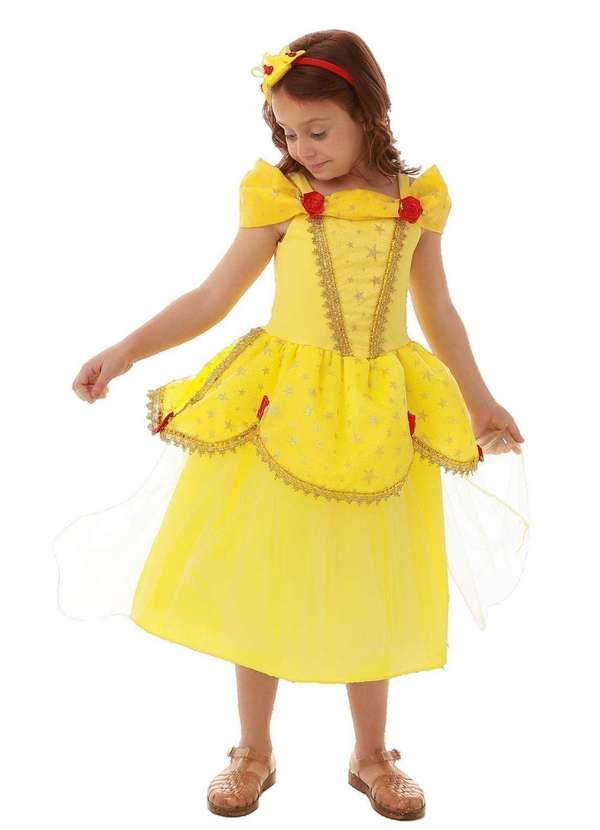 Muvilê - Fantasia Infantil Menina Amarelo Muvilê Amarelo