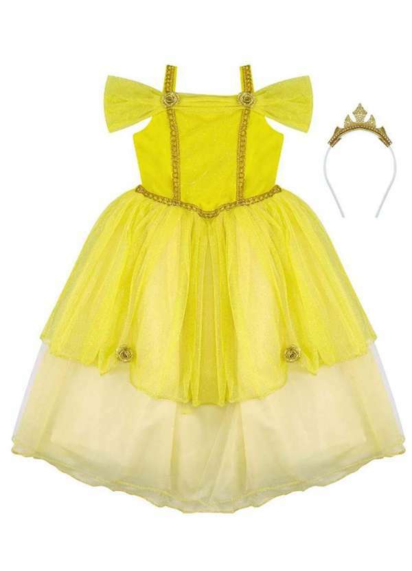 Movelin - Fantasia Temática Bela Tiara Infantil Movelin Amarelo