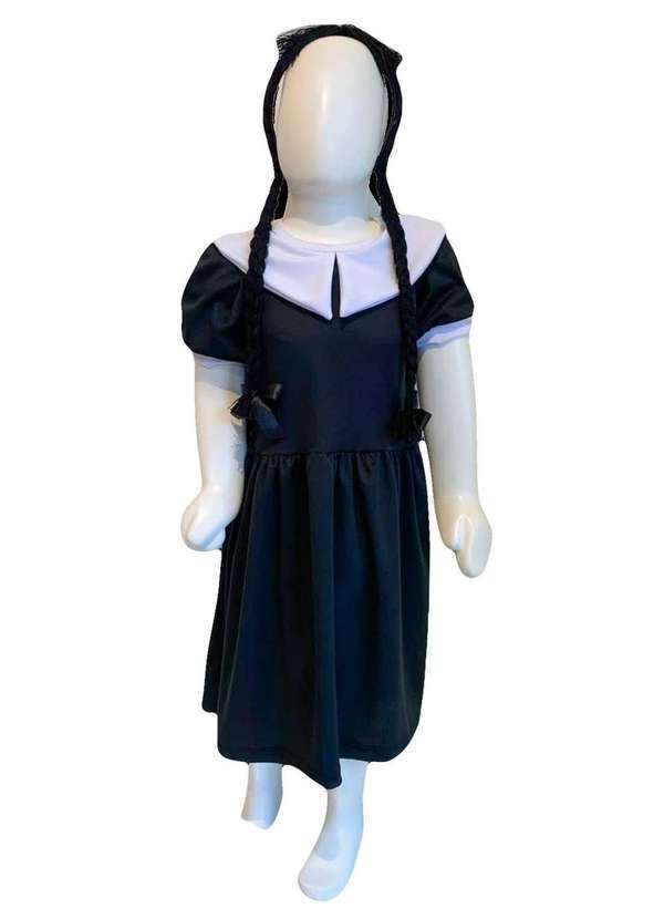 Muvilê - Fantasia Temática Vandinha Adams Infantil Muvilê Preto