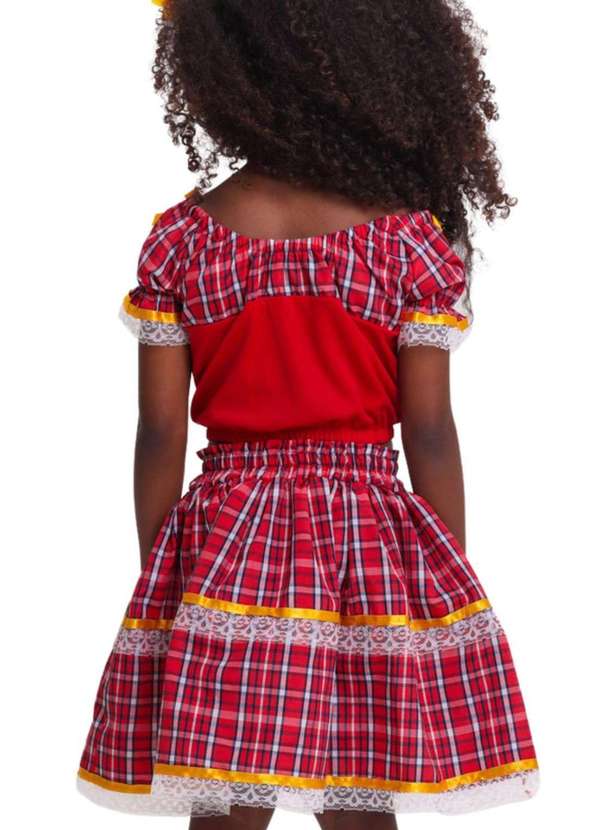 Muvilê - Vestido Junino Caipira Estampado Muvilê 8 Ao 14 Vermelho 2