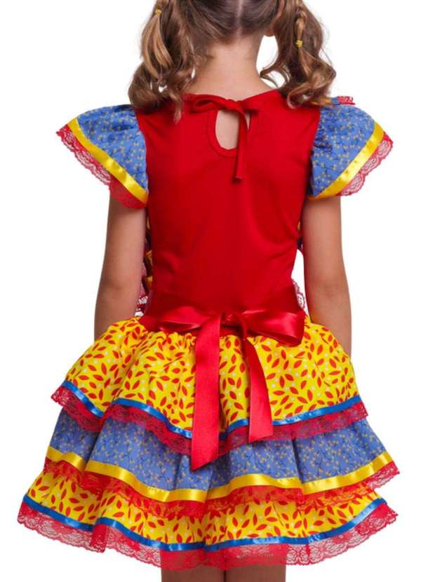 Muvilê - Vestido Menina Caipira Junino Estampado Muvilê 4 Ao 6 Estampado 2