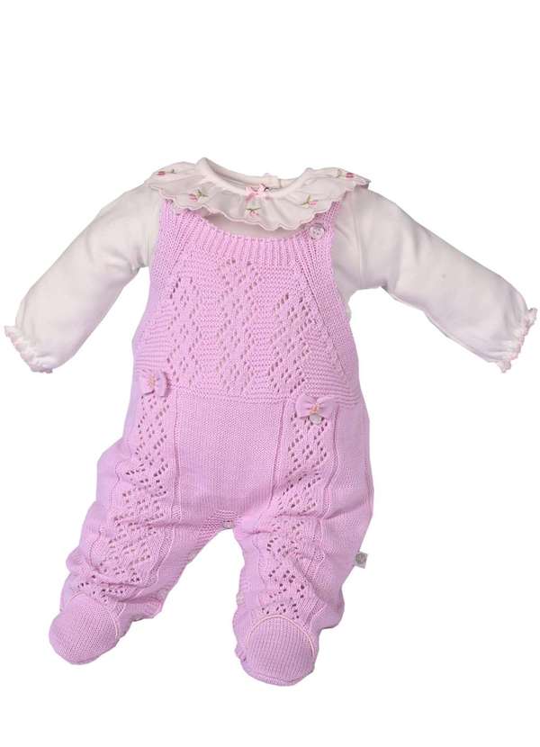 Beth Bebê - Conjunto Beth Bebê Tricô Rosa com Body Rosa 2