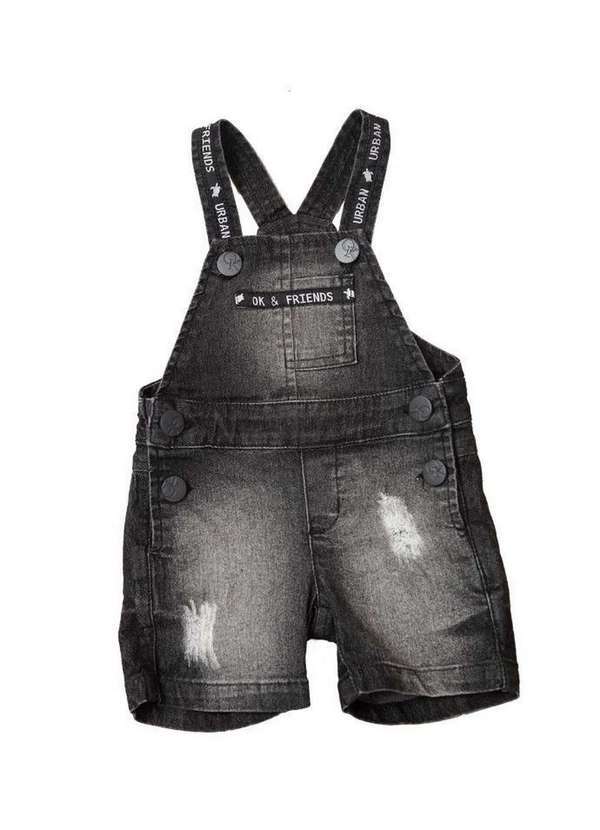 Ok e Pakita - Jardineira Jeans Preto Ok e Pakita Preto