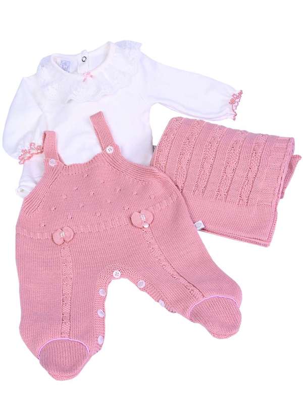 Beth Bebê - Kit Maternidade Menina Rosa Tricot Beth Bebê Rosa