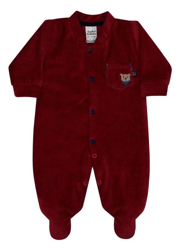Sonho Mágico - Macacão Bebê Plush Bordô Bordado Ursinho Sonho Mágico Bordô 1