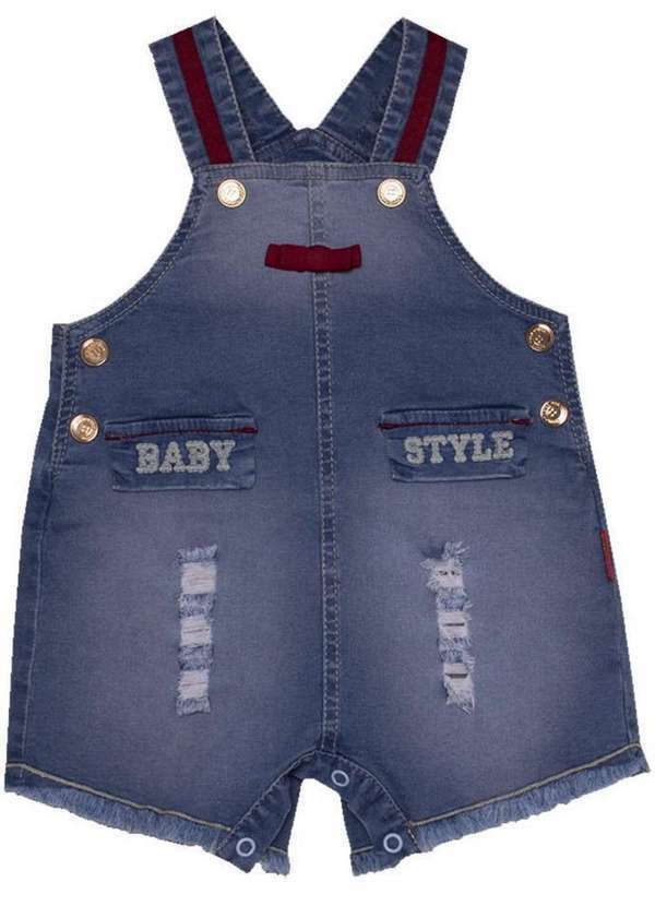 Sonho Mágico - Macacão Curto Bebê Jeans Sonho Magico Jeans