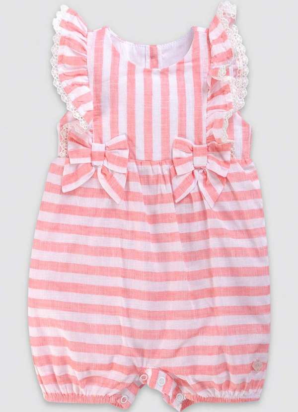 Anjos Baby - Macacão Curto Menina Listras Anjos Baby Estampado