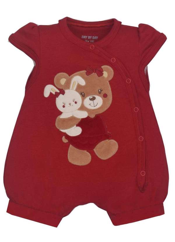 Upi Uli - Macacão Curto Menina Vermelho Upi Uli Vermelho