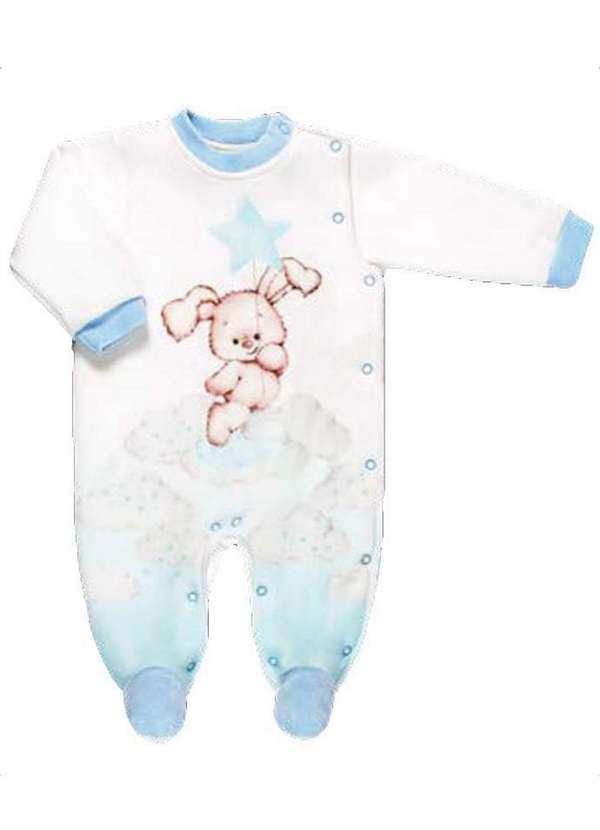 Anjos Baby - Macacão Infantil Longo Coelho Azul Anjos Baby Azul