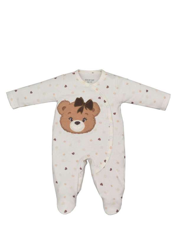 Upi Uli - Macacão Longo Bebê Menina Marfim Upi Uli Marfim