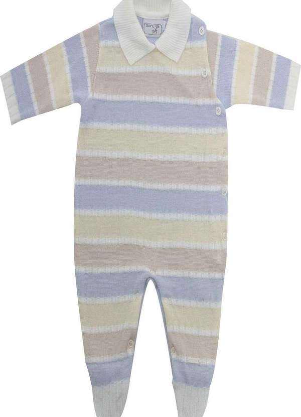 Noruega - Macacão Longo Listrado Colorido Infantil Noruega Estampado 1