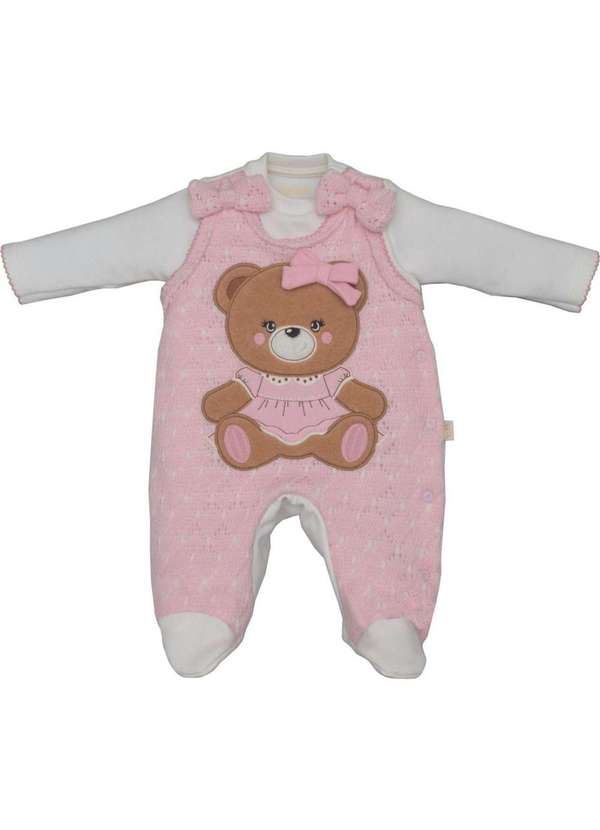 Upi Uli - Macacão Longo Menina Ursinhos Rosa Upi Uli Rosa