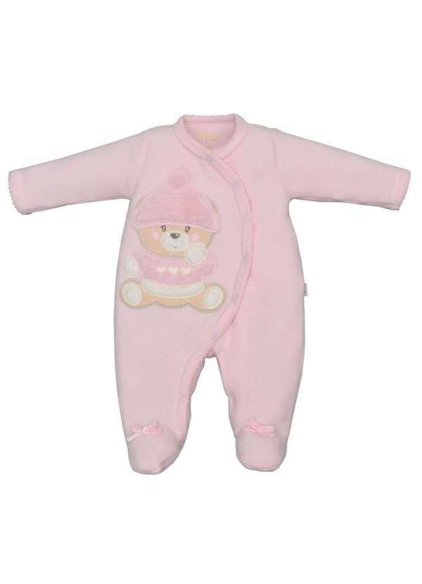 Upi Uli - Macacão Longo Menina Urso Rosa Upi Uli Rosa