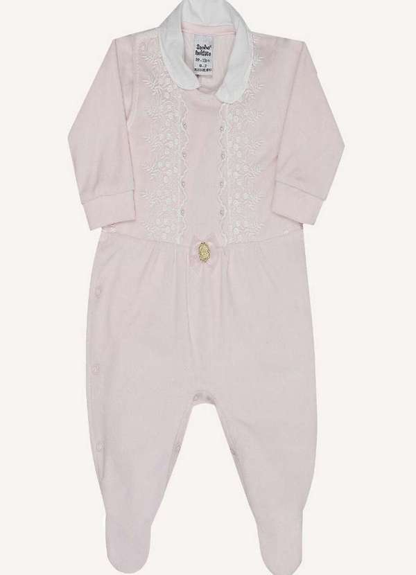 Sonho Mágico - Macacão Longo Rosa Bordado Infantil Sonho Mágico Rosa 1