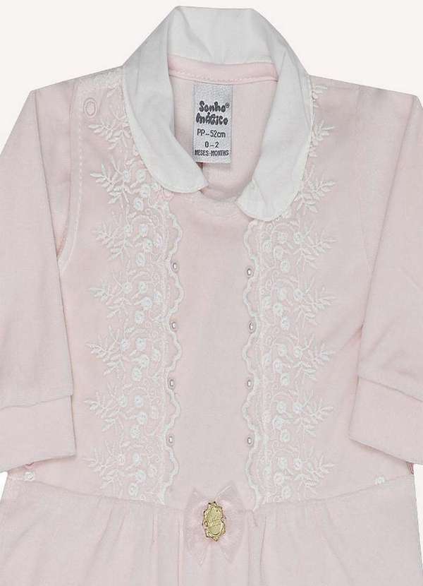 Sonho Mágico - Macacão Longo Rosa Bordado Infantil Sonho Mágico Rosa 2