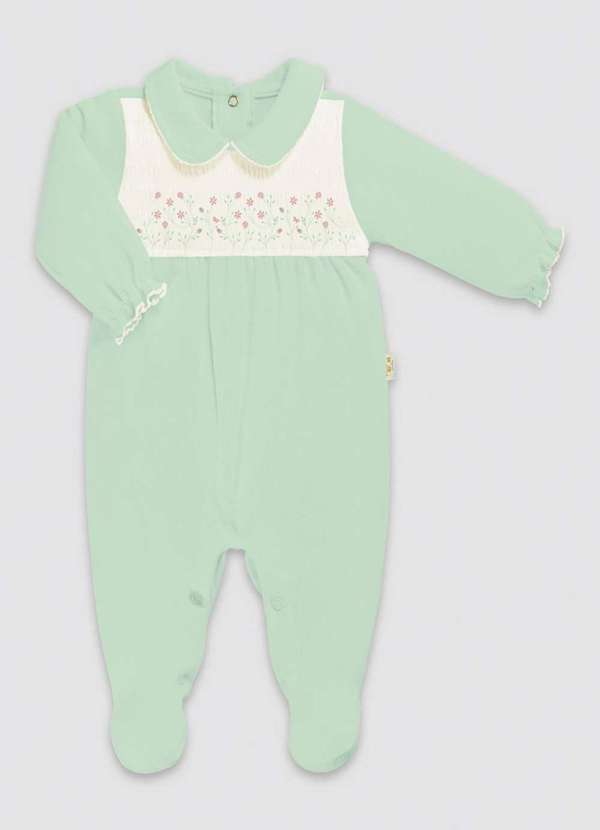 Anjos Baby - Macacão Longo Verde Flores Anjos Baby Verde