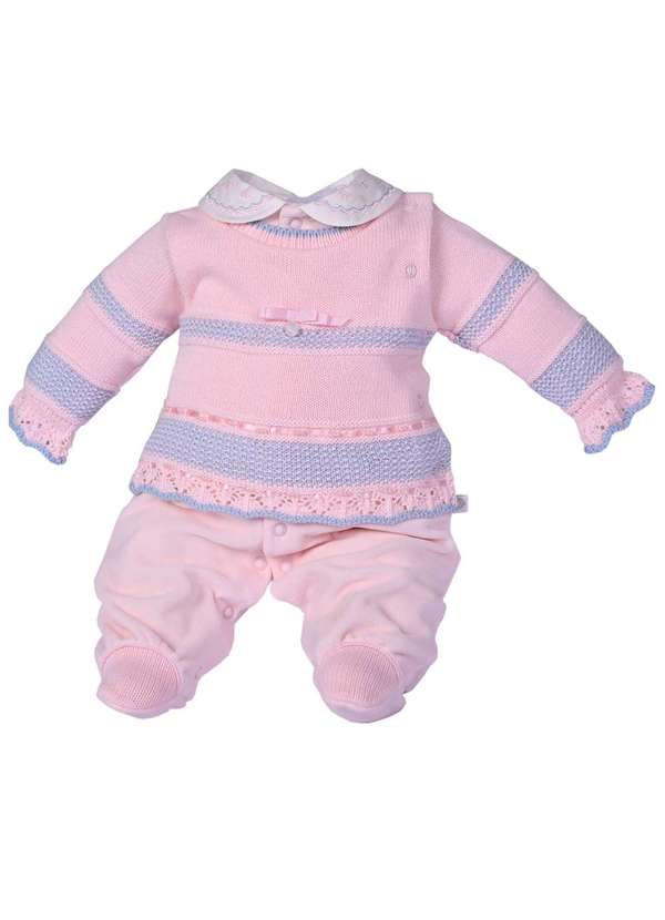 Beth Bebê - Macacão Menina Rosa Tricot Beth Bebê Rosa