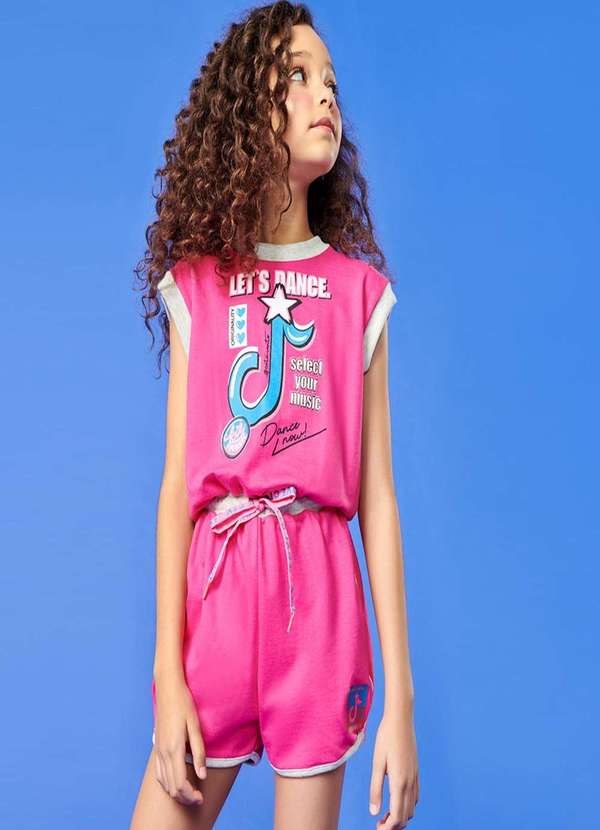 Catavento - Macacão Menina Tiktok Rosa Catavento Rosa