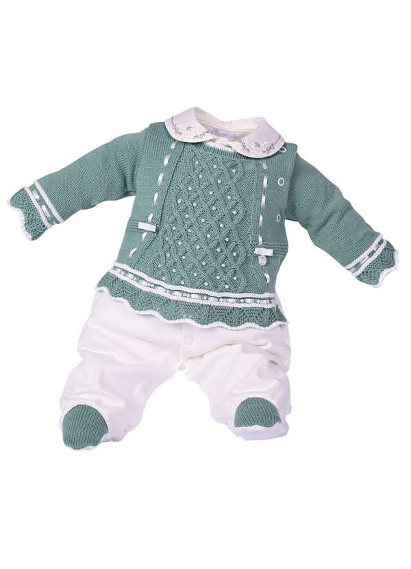 Beth Bebê - Macacão Menina Verde Tricot Beth Bebê Verde