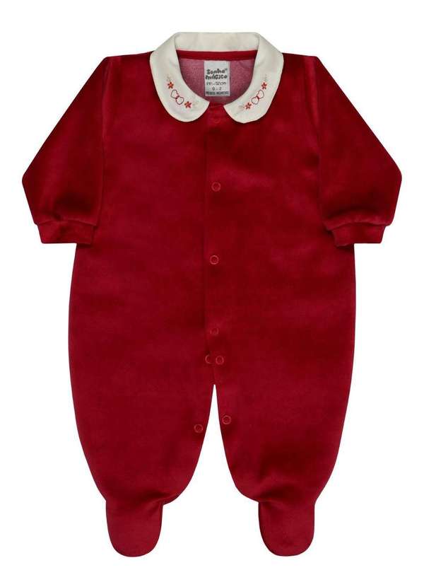 Sonho Mágico - Macacão Sonho Mágico Elegância Aconchego Veludo Vermelho Vermelho