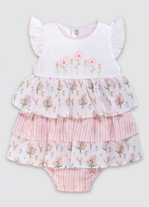 Anjos Baby - Macacão Vestido Bebê Estampado Anjos Baby Estampado