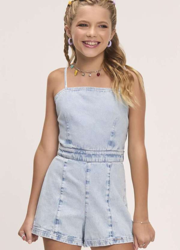 Bobbylulu - Macaquinho Juvenil Tecido Jeans Bobbylulu Jeans