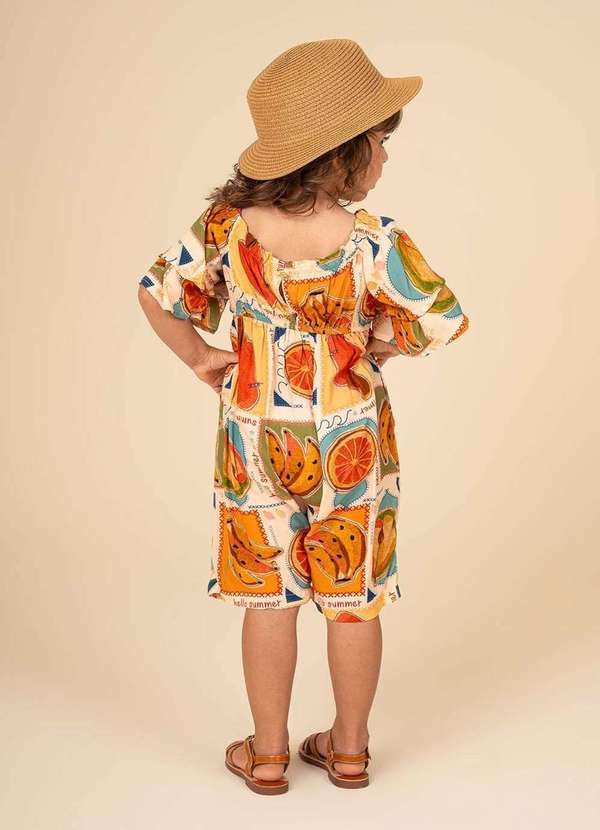 Ok e Pakita - Macaquinho Saruel com Duas Mangas Evasê Pakita Estampado 3