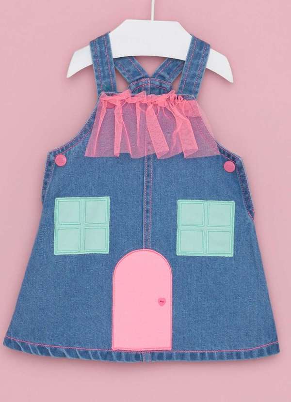 Mon Sucré - Salopete Bebê Jeans Tule Mon Sucré Estampado