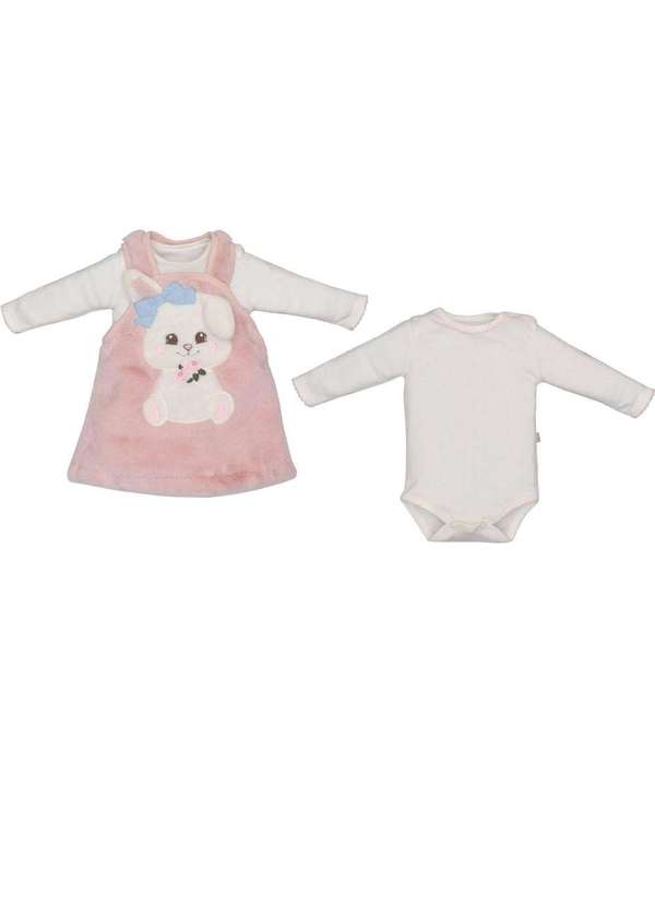 Upi Uli - Salopete Longo Menina Coelho Rosa com Body Upi Uli Salmão 2