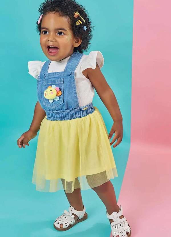 Kukiê - Salopete Menina Infantil Jeans Kukiê Jeans