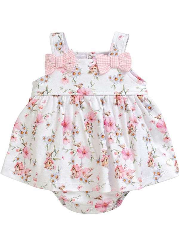 Anjos Baby - Vestido Macacão Curto Menina Estampado Anjos Baby Estampado